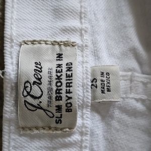 J. Crew white slim broken in boyfriend jeans. Size 25
